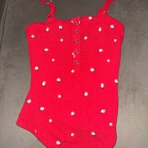 Cherry red liv & lottie tank top w buttons